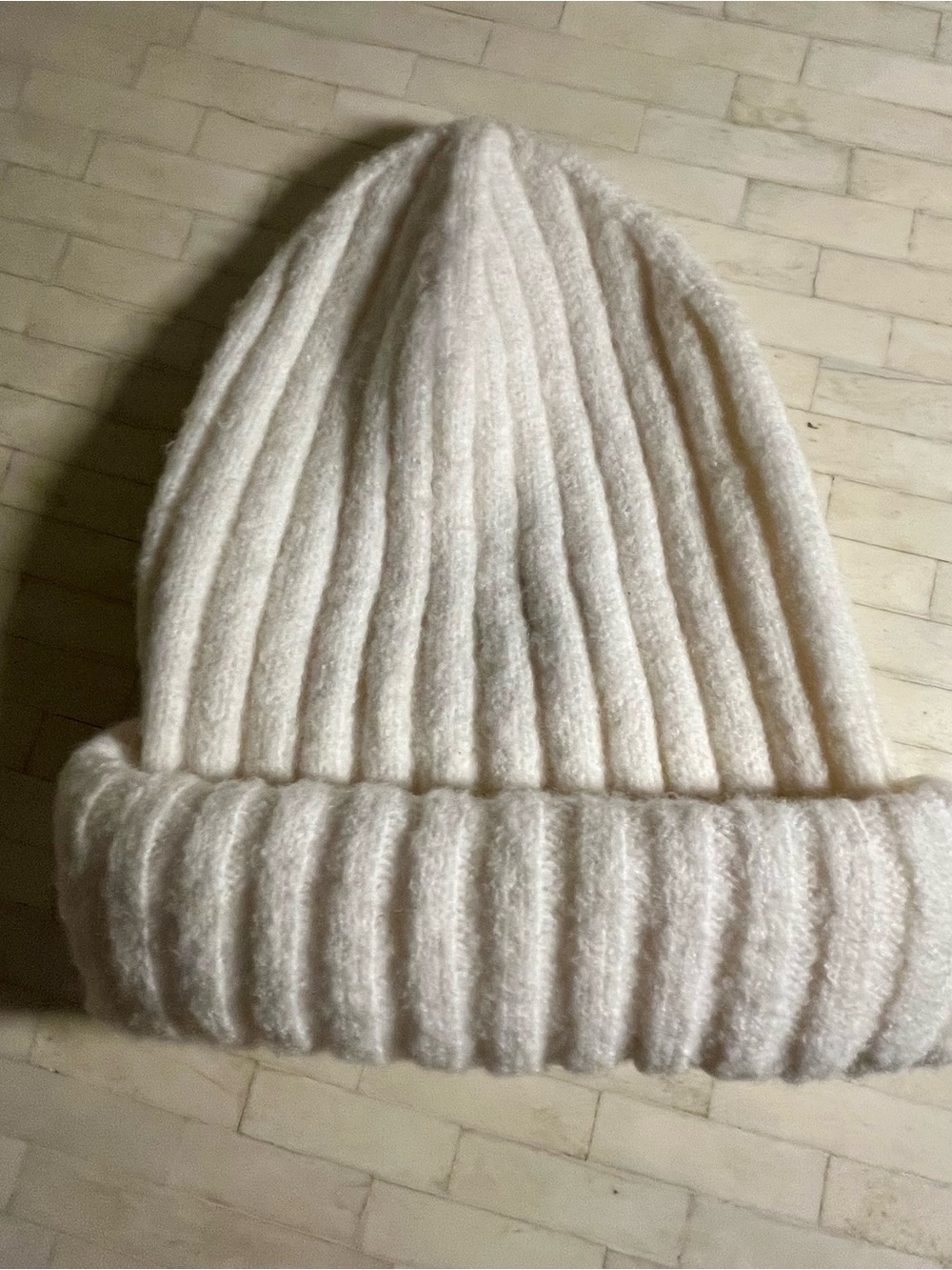 Anthropologie Maeve Cream Ribbed Knit Hat - Picture 2 of 8